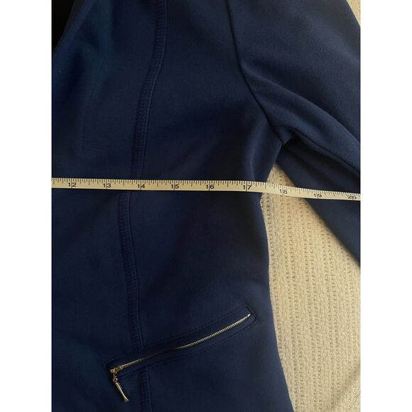 Chico’s Black Label Women’s Blazer 00 Purple Blue Open Front Textured Jacket - Picture 5 of 7